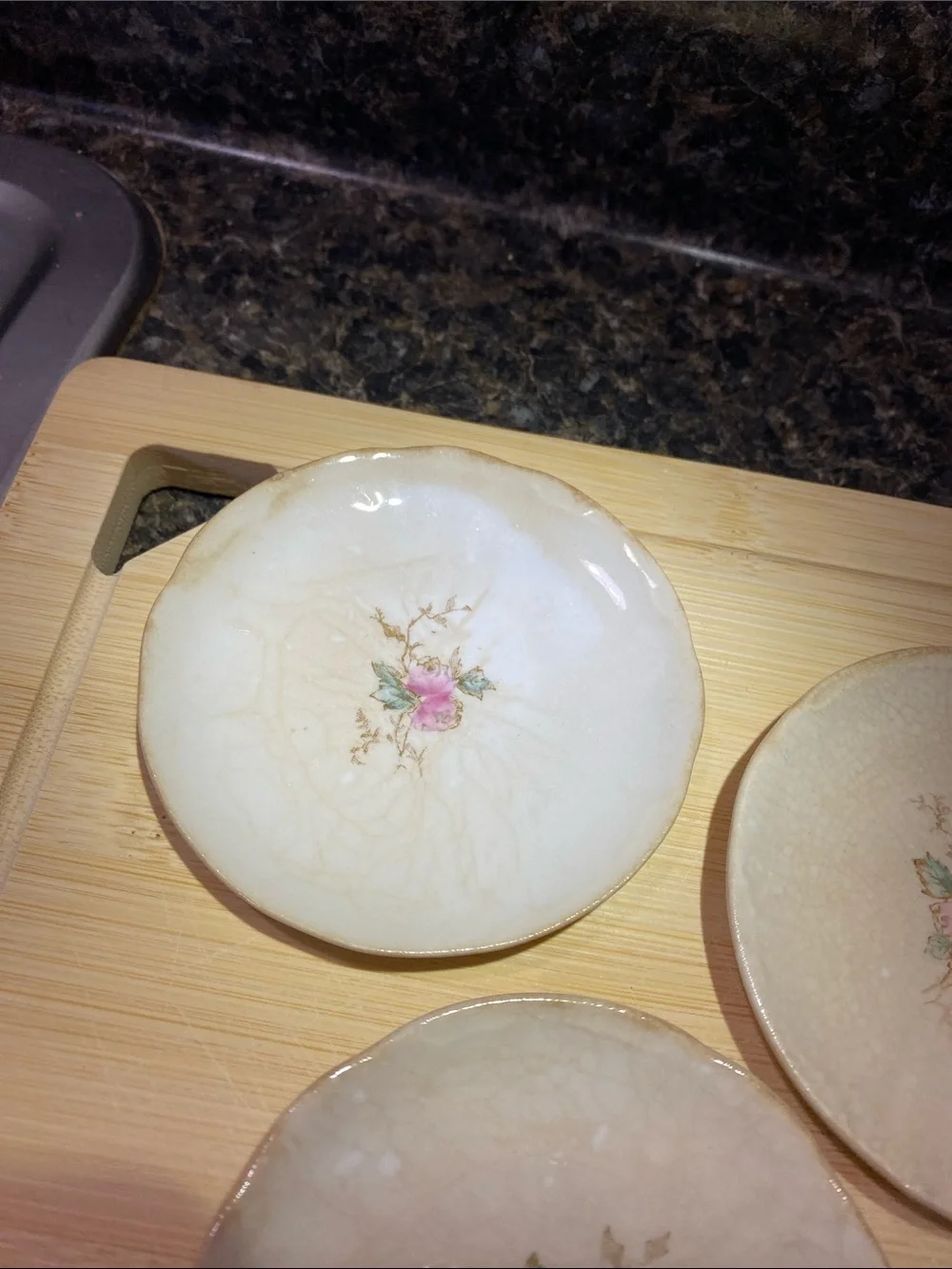 Charming Vintage Floral Butter Pats / Small Trinket Dishes - Set of 3